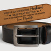 Custom Engraved Leather Belt - Personalized Anniversary Wedding Gifts For Husband And Wife, Him And Her - Two Hearts Growing Side By Side