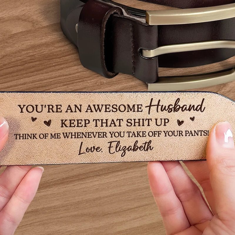 Custom Engraved Leather Belt - Personalized Anniversary Wedding Gifts For Husband And Wife, Him And Her - Two Hearts Growing Side By Side