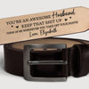 Custom Engraved Leather Belt - Personalized Anniversary Wedding Gifts For Husband And Wife, Him And Her - Two Hearts Growing Side By Side
