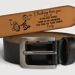 Custom Name Funny Naughty Love Gifts for Couples - Personalized Engraved Leather Belt