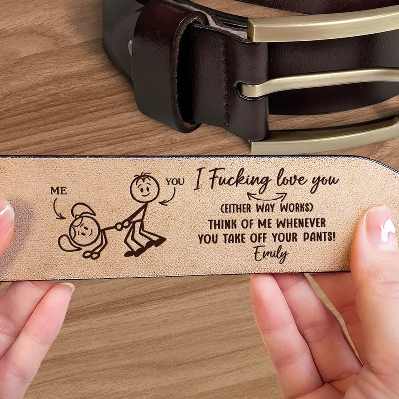 Custom Engraved Leather Belt - Personalized Anniversary Wedding Gifts For Husband And Wife, Him And Her - You Make Life Feel Gentle
