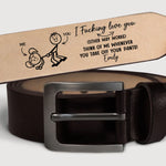 Custom Name Funny Naughty Love Gifts for Couples - Personalized Engraved Leather Belt