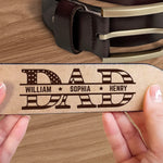 Strength, Style, And Family - Family Personalized Custom Engraved Leather Belt - Father's Day, Gift For Dad, Grandpa