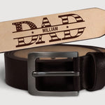 Strength, Style, And Family - Family Personalized Custom Engraved Leather Belt - Father's Day, Gift For Dad, Grandpa