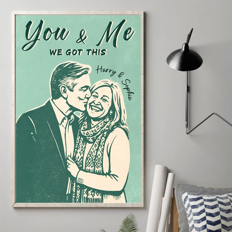 Custom Photo Vertical Poster - Personalized Anniversary Wedding Gifts For Husband And Wife, Him And Her - Our Connection Just Feels Right