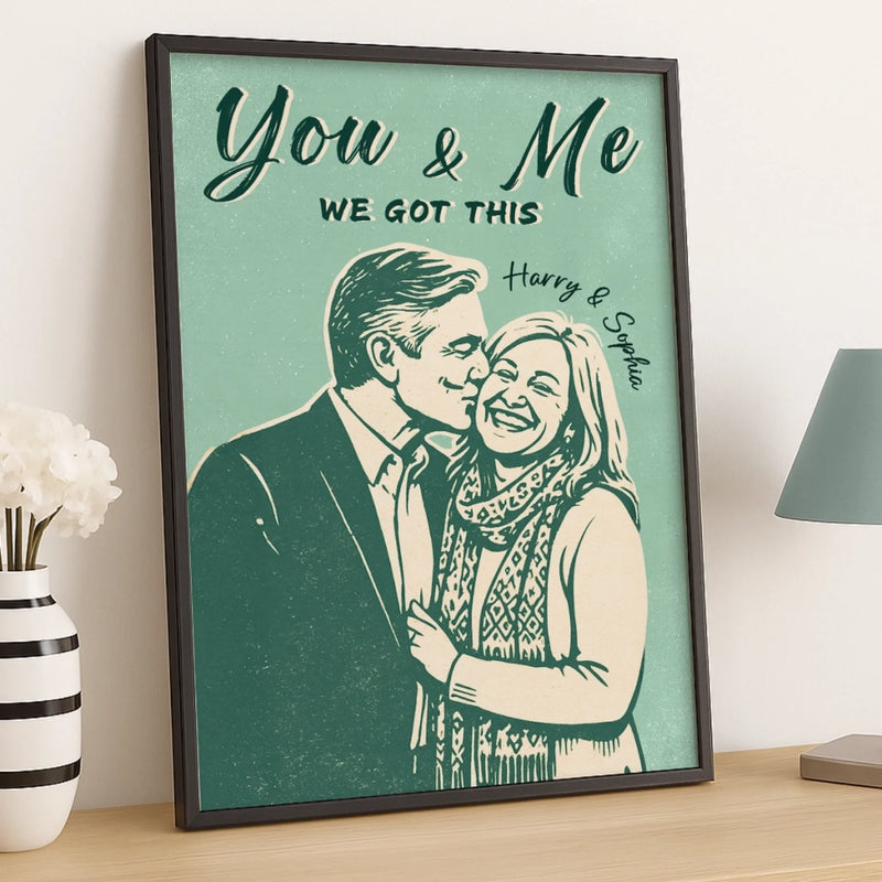Custom Photo Vertical Poster - Personalized Anniversary Wedding Gifts For Husband And Wife, Him And Her - Our Connection Just Feels Right