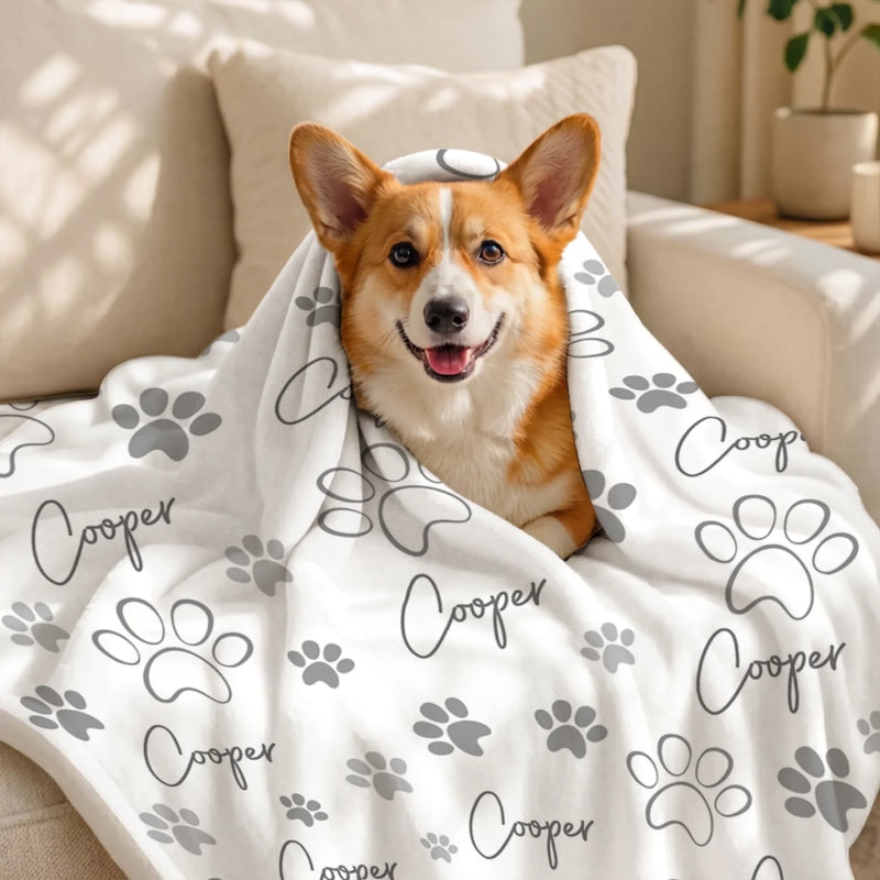 Custom Dog & Cat Blanket - Personalized Birthday Gifts For Dog Cat Lovers, Dog Dad And Mom, Cat Owners - Happy Nap Hours