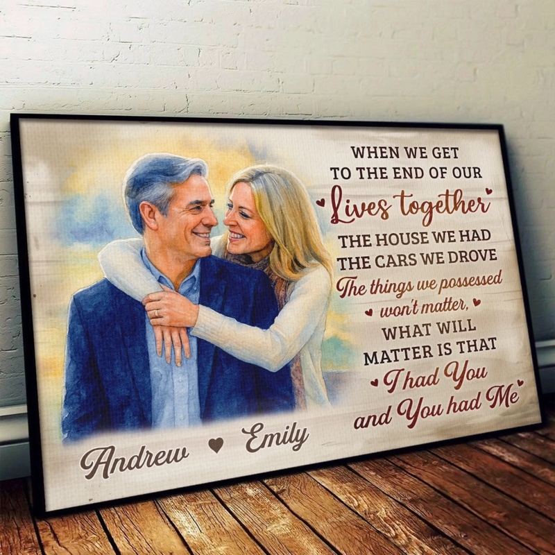 Custom Photo Horizontal Poster - Personalized Anniversary Wedding Gifts For Husband And Wife, Him And Her - Love Lives In Small Moments