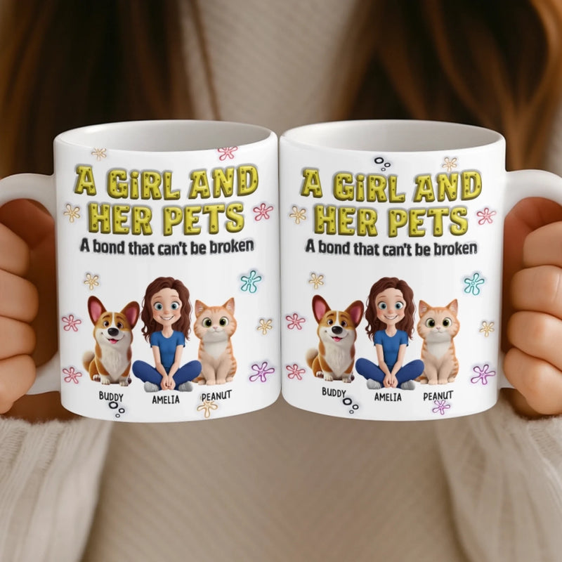 Custom 3D Inflated Effect Printed Mug - Personalized Christmas Birthday Gifts For Dog Cat Lovers, Dog Dad And Mom, Cat Owners - My World, My Pets