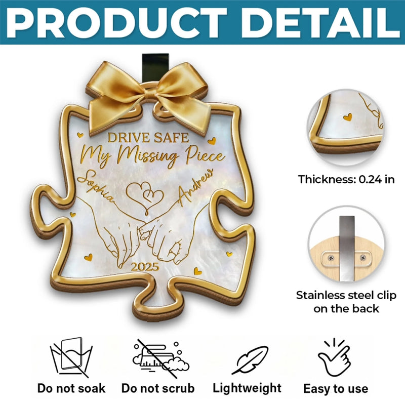 Custom Car Visor Clip - Personalized Anniversary Wedding Gifts For Husband And Wife, Him And Her - Safe Happy Loved With You