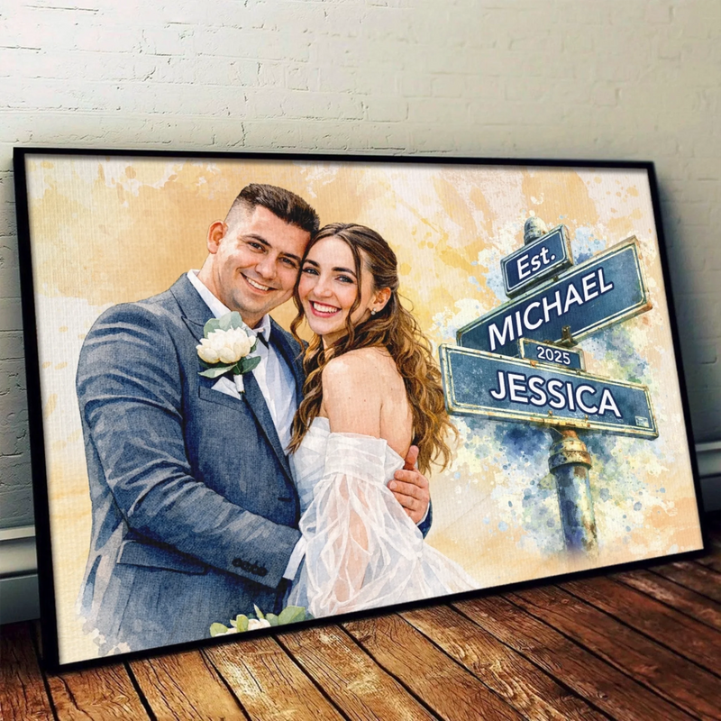 Custom Photo Horizontal Poster - Personalized Anniversary Wedding Gifts For Husband And Wife, Him And Her - You Make Me Smile More