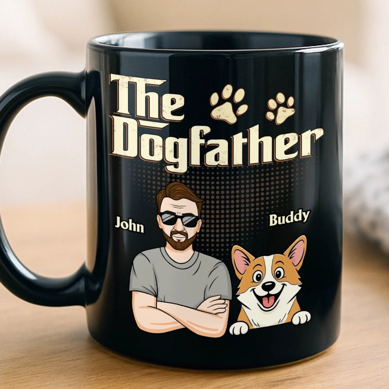 Custom Black Mug - Personalized Birthday Gifts For Dog Lovers, Dog Dad And Mom - Ride Or Die, Paws Included