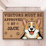 Custom Name Funny Dog Visitor Approval Decor - Personalized Doormat