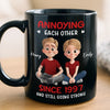 Custom Black Mug - Personalized Anniversary Wedding Gifts For Husband And Wife, Him And Her - Two Hearts Moving Forward