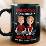 Custom Black Mug - Personalized Anniversary Wedding Gifts For Husband And Wife, Him And Her - Two Hearts Moving Forward