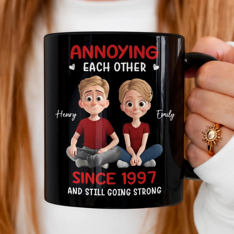 Custom Black Mug - Personalized Anniversary Wedding Gifts For Husband And Wife, Him And Her - Two Hearts Moving Forward