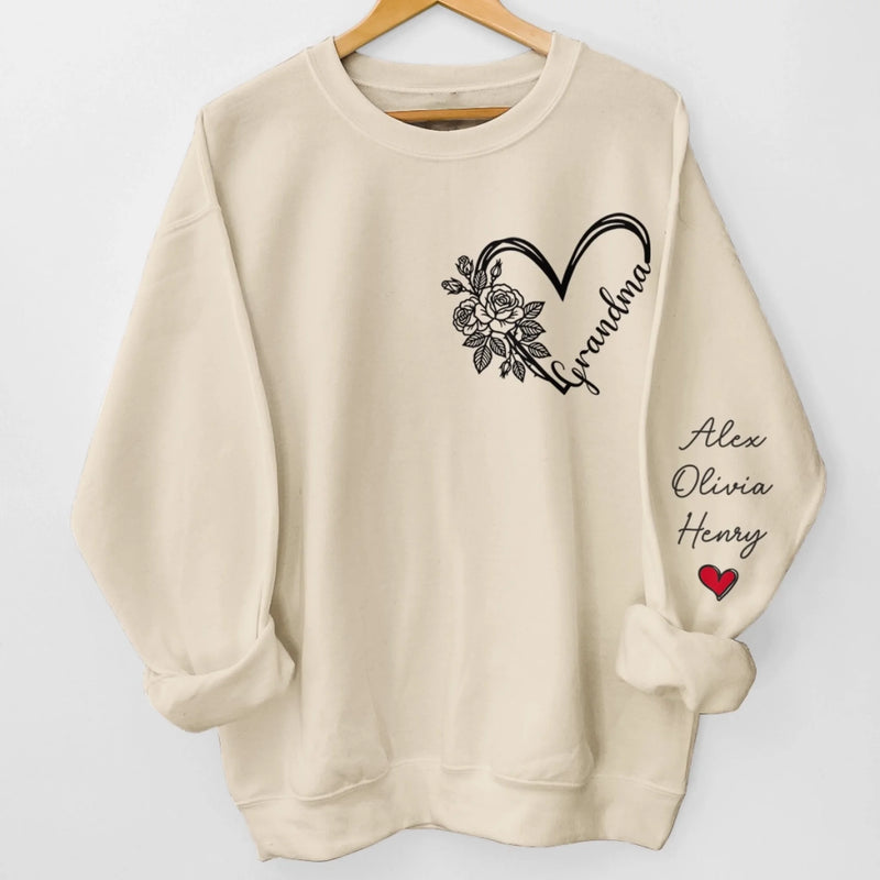 Custom Unisex Sweatshirt, Hoodie With Design On Sleeve - Personalized Birthday Gifts For Mom, Grandma - Loved Beyond Limits