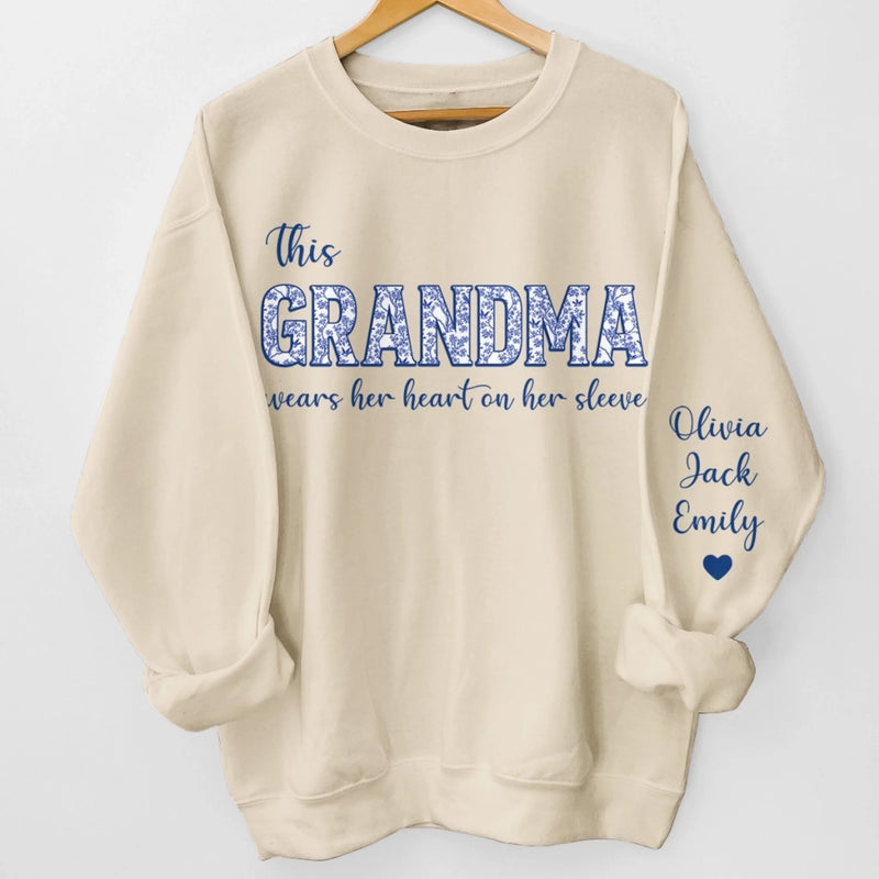 Custom Unisex Sweatshirt, Hoodie With Design On Sleeve - Personalized Birthday Gifts For Mom, Grandma - Unconditionally Loved
