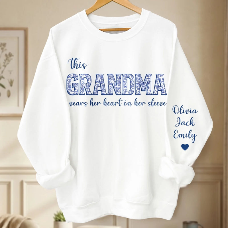 Custom Unisex Sweatshirt, Hoodie With Design On Sleeve - Personalized Birthday Gifts For Mom, Grandma - Unconditionally Loved