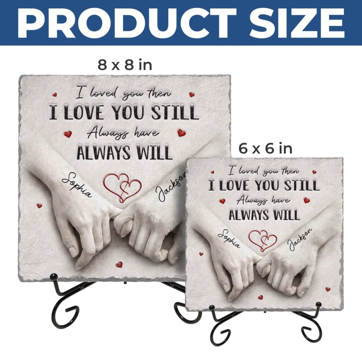 Custom Square Shaped Stone With Stand - Personalized Anniversary Wedding Gifts For Husband And Wife, Him And Her - You Make My World Calm