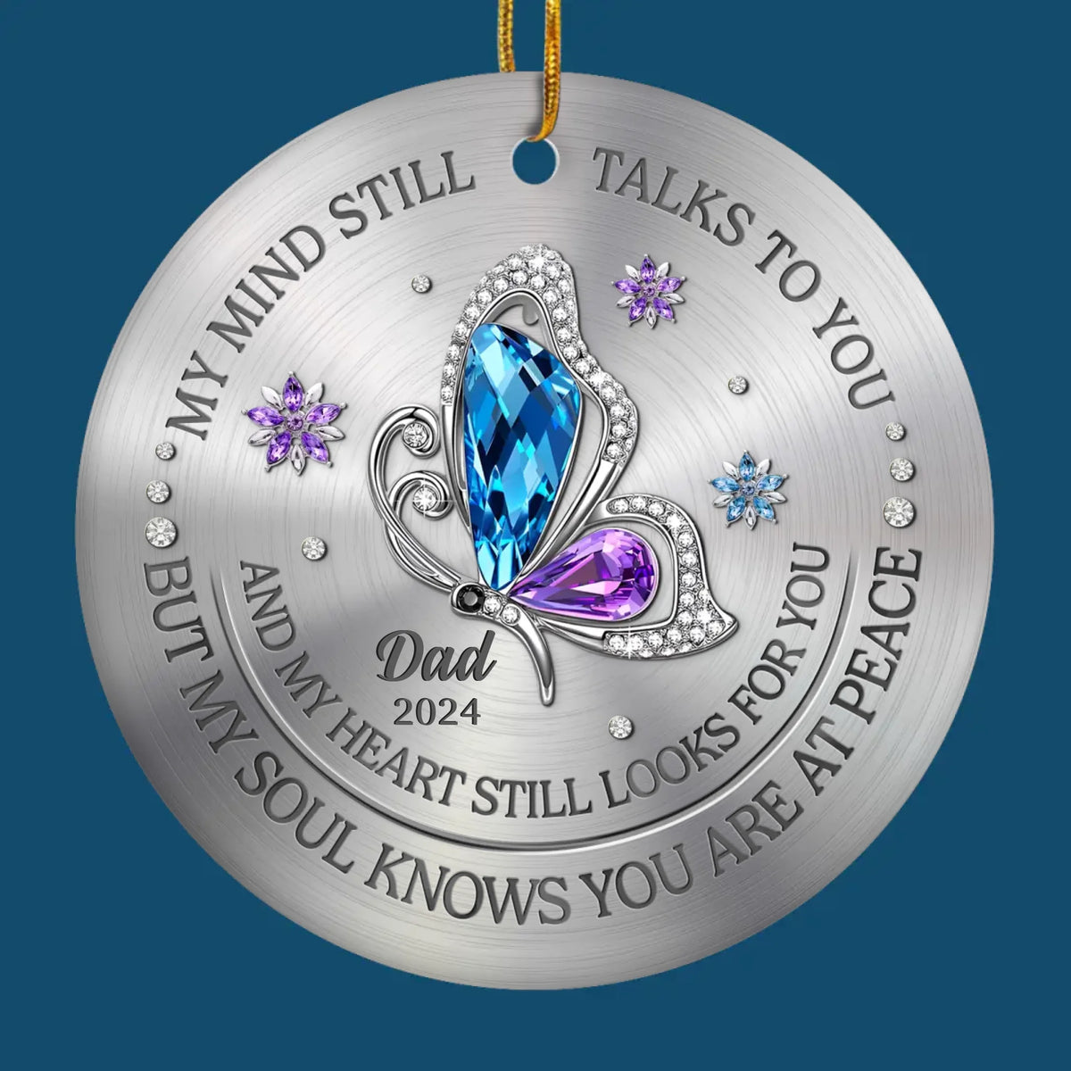 My Mind Still Talks To You And My Heart Still Looks For You - Memorial Personalized Custom Ornament - Ceramic Round Shaped - Sympathy Gift, Christmas Gift For Family Members