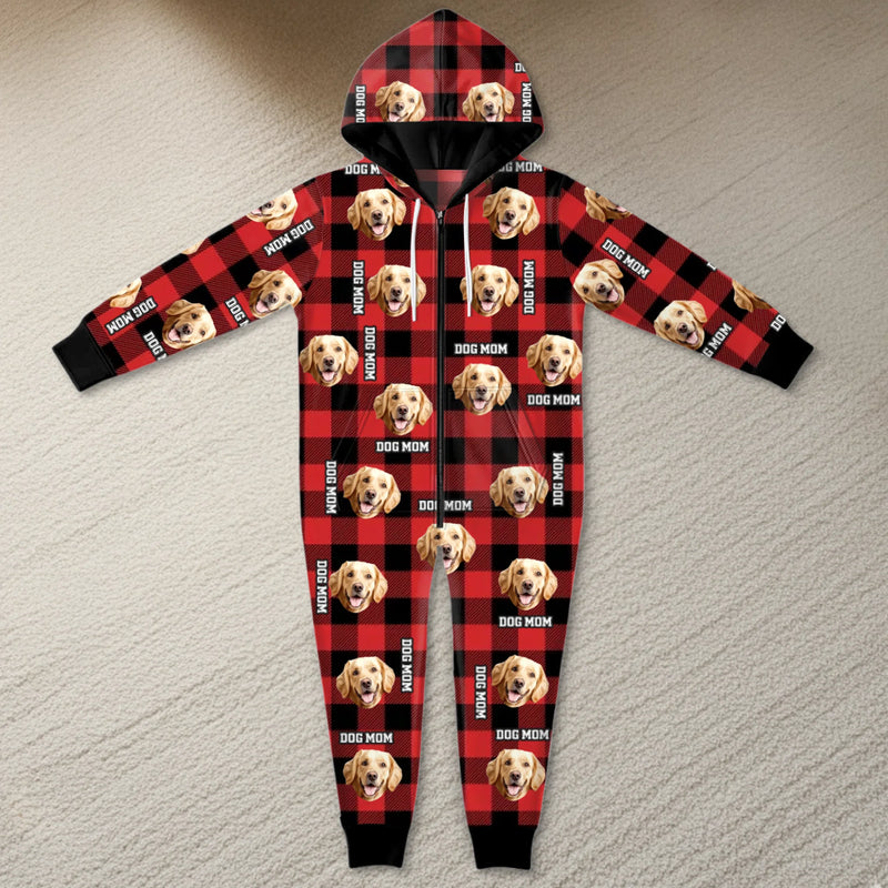 Custom Photo Adult Onesie - Personalized Christmas Birthday Gifts For Dog Cat Lovers, Dog Dad And Mom, Cat Owners - Snuggle Season With Paws