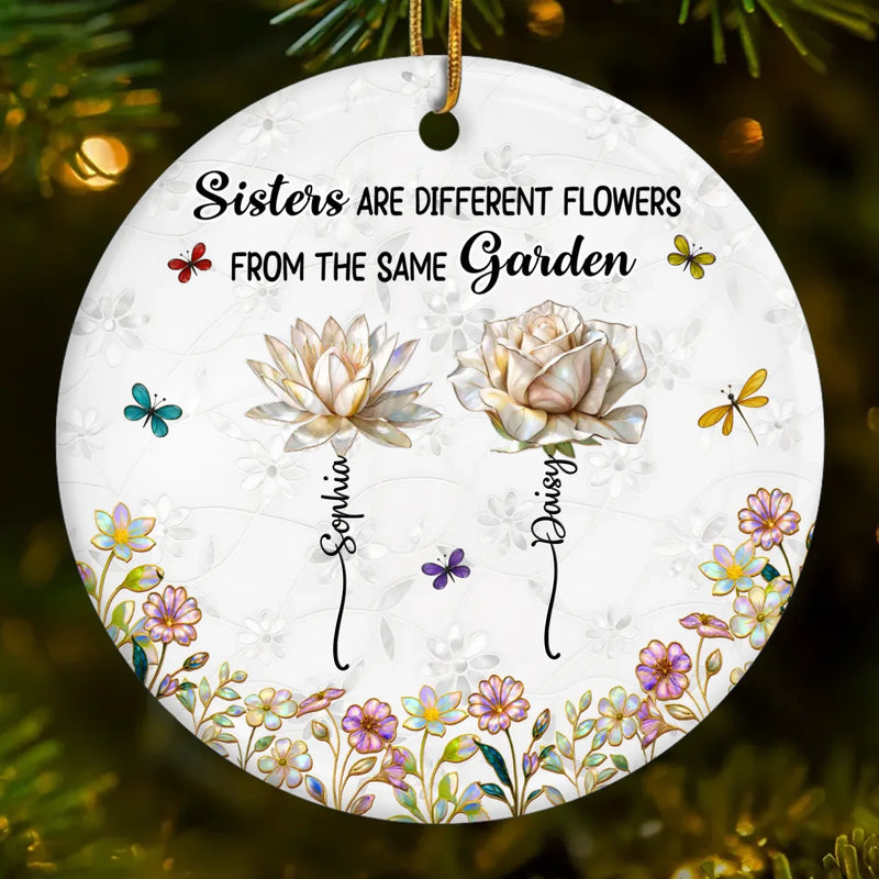 Custom Ceramic Ornament - Personalized Best Friend Christmas Birthday Gifts For Women, Besties, Sisters, BFF - Bestie Bonds Bloom In Every Season