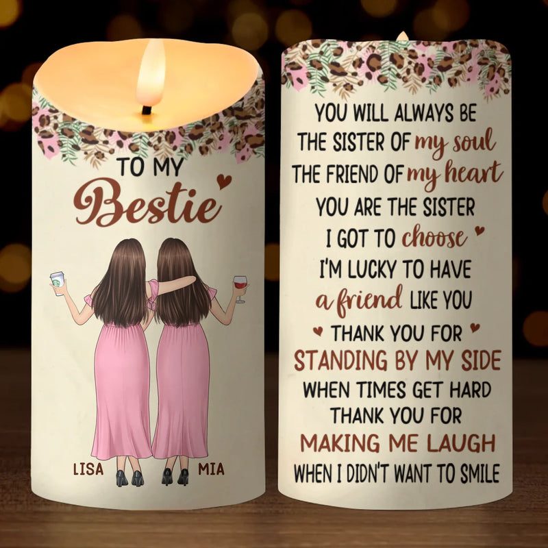 Custom LED Candle - Personalized Best Friend Birthday Gifts For Women, Besties, Sisters, BFF - Bestie Moments Last A Lifetime