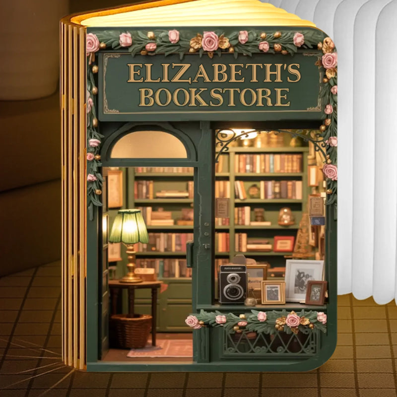 Custom Foldable LED Magic Book Lamp - Personalized Bookish Gifts For Book Lovers, Bookworms, Readers - Light Up Your Own Little Bookstore