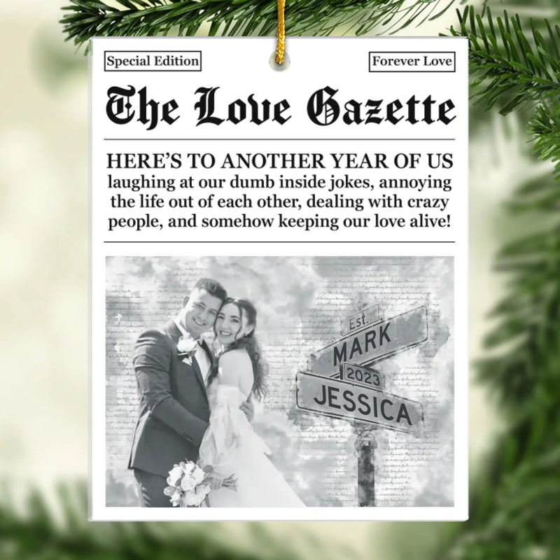 Custom Photo Acrylic Ornament - Personalized Anniversary Christmas Wedding Gifts For Husband And Wife, Him And Her - Daily Dose Of Us