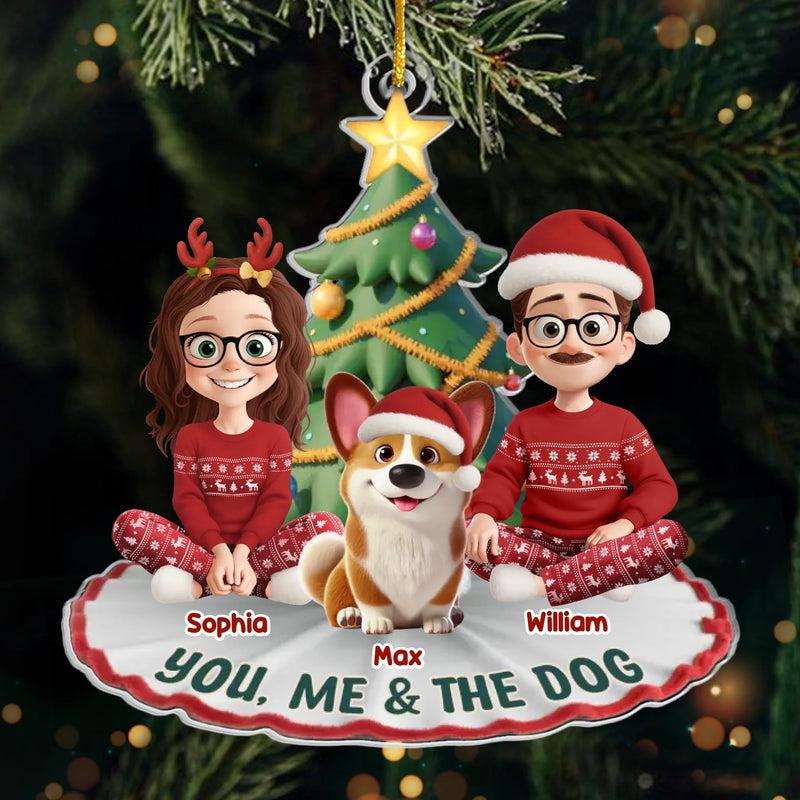Custom Acrylic Ornament - Personalized Anniversary Christmas Wedding Gifts For Husband And Wife, Dog Dad And Mom - The Pawfect Trio
