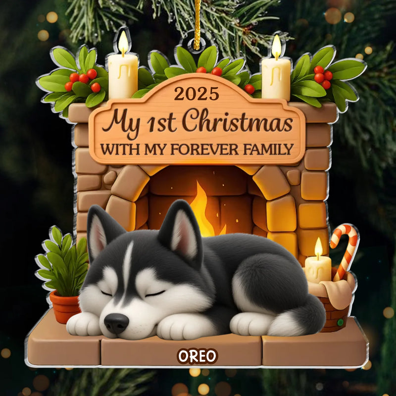 Custom First Christmas Acrylic Ornament - Personalized Christmas Birthday Gifts For Dog Lovers, Dog Dad And Mom - Paws And Love Forever