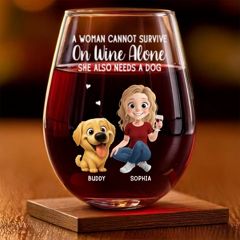 Custom Wine Glass - Personalized Birthday Gifts For Dog Lovers, Dog Dad And Mom - Fur Baby My Cheers