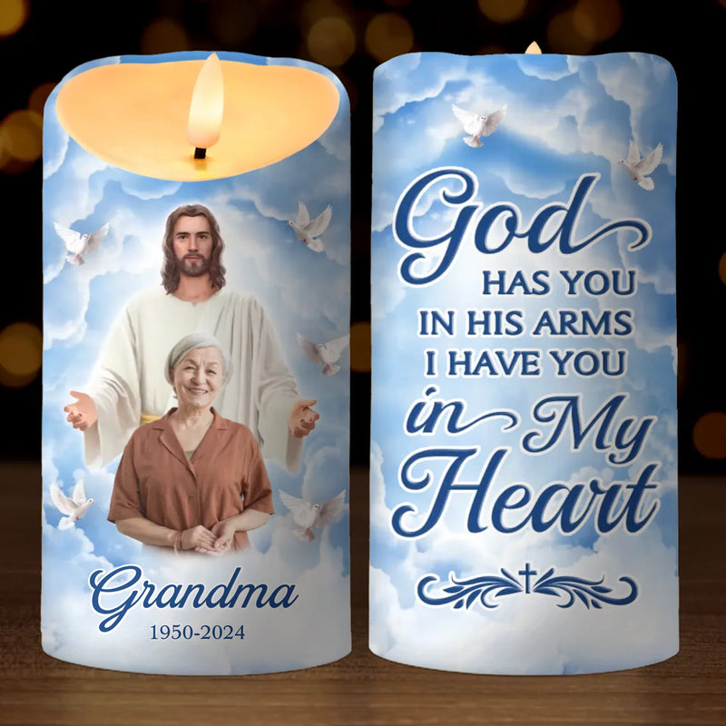 Custom Photo A Life That Touches Others Goes On Forever - Memorial Personalized Custom LED Candle - Sympathy Gift, Christmas Gift For Family Members