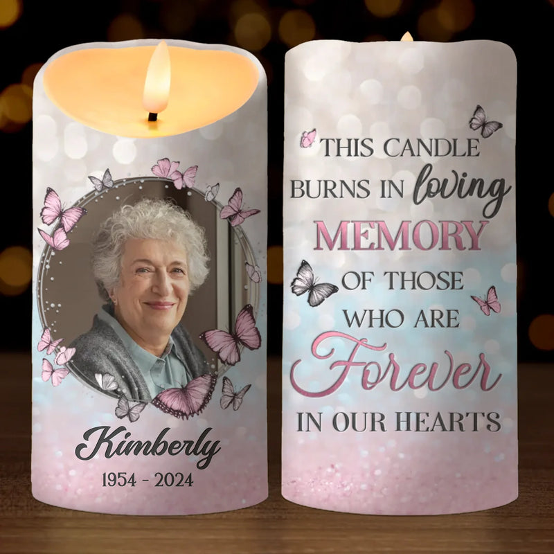 Custom Photo This Candle Burns In Loving Memory - Memorial Personalized Custom LED Candle - Sympathy Gift, Christmas Gift For Family Members