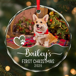 Custom Pet Photo First Christmas Gifts for Dog Lovers - Personalized Glass Ornament