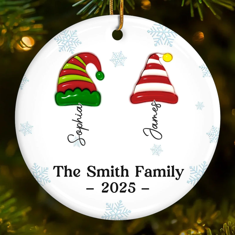 Custom Ceramic Ornament - Personalized Christmas Birthday Gifts For Mom, Dad, Brother, Sister, Kids - Joy Begins Where Family Gathers