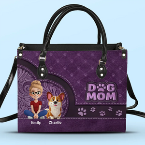 Dog Mom, More Love And Less Bark - Dog Personalized Custom Leather Handbag - Mother's Day, Gift For Pet Owners, Pet Lovers