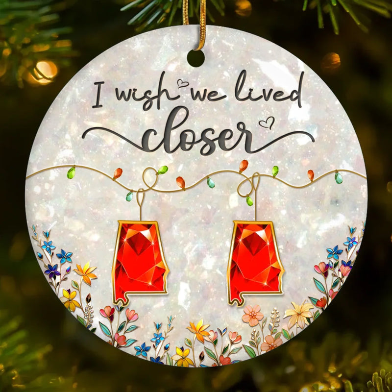 Custom Long Distance Ceramic Ornament - Personalized Best Friend Christmas Birthday Gifts For Women, Besties, Sisters, BFF - Our Bond Travels Every Mile