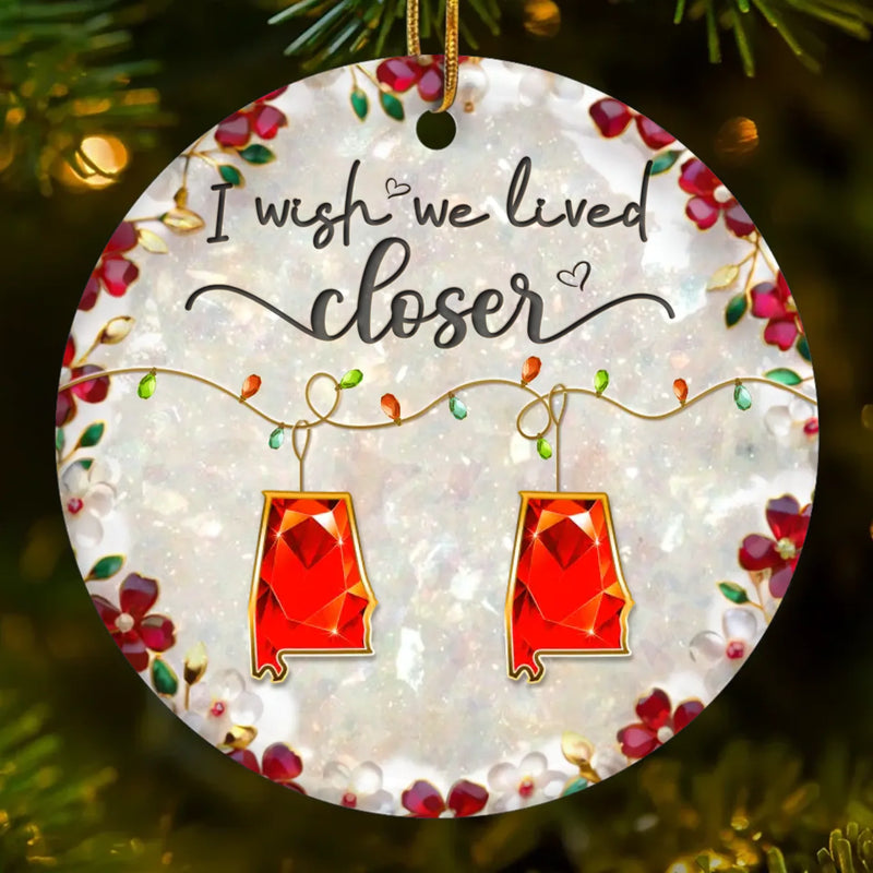 Custom Long Distance Ceramic Ornament - Personalized Best Friend Christmas Birthday Gifts For Women, Besties, Sisters, BFF - Connected By Heart Not Distance
