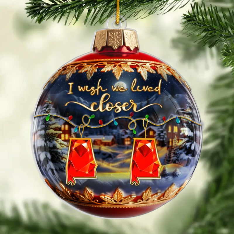 Custom Long Distance Acrylic Ornament - Personalized Best Friend Christmas Birthday Gifts For Women, Besties, Sisters, BFF - Miles Apart Hearts Stay Close
