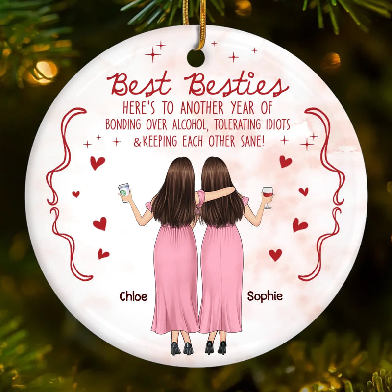 Custom Ceramic Ornament - Personalized Best Friend Christmas Birthday Gifts For Women, Besties, Sisters, BFF - Shining Through Every Season