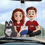 Forever Bonded By Love And Paws - Dog Personalized Custom Car Ornament - Acrylic Custom Shaped - Gift For Pet Owners, Pet Lovers