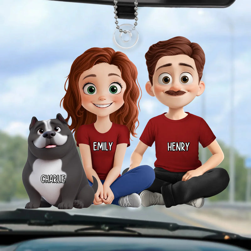 Forever Bonded By Love And Paws - Dog Personalized Custom Car Ornament - Acrylic Custom Shaped - Gift For Pet Owners, Pet Lovers