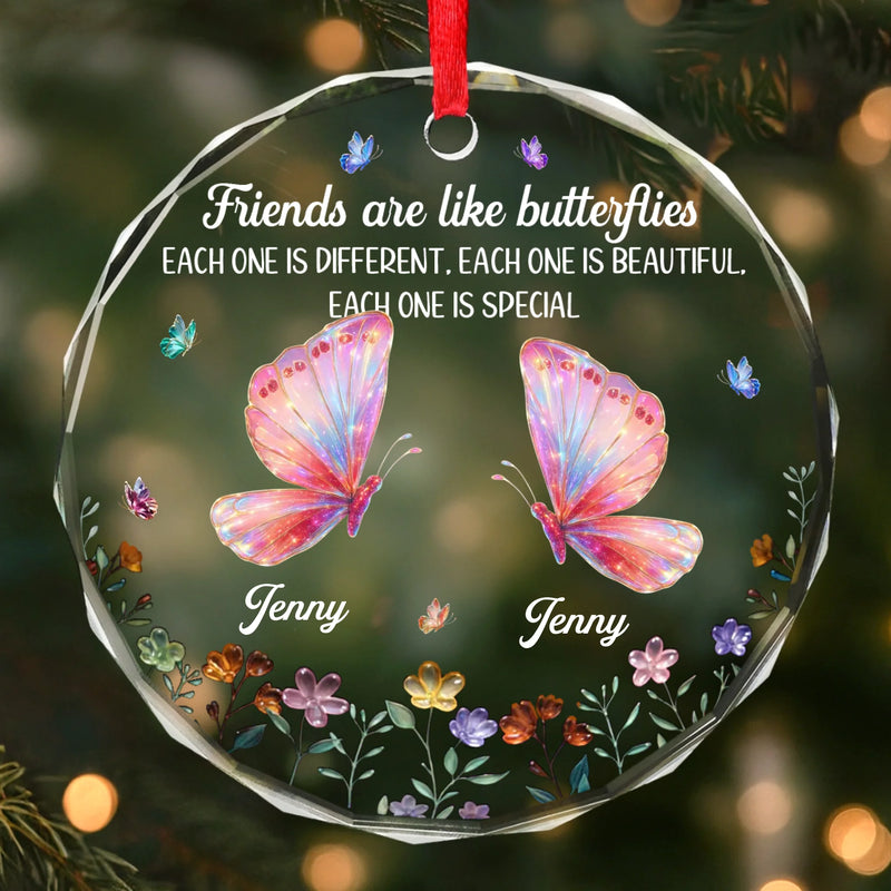 Custom Circle Glass Ornament - Personalized Best Friend Christmas Birthday Gifts For Women, Besties, Sisters, BFF - You Make My World Loud