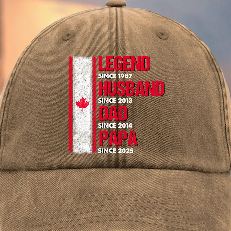 Custom Photo Vintage Washed Denim Baseball Cap - Personalized Birthday Gifts For Dad, Grandpa - From Husband To Grandpa Legend