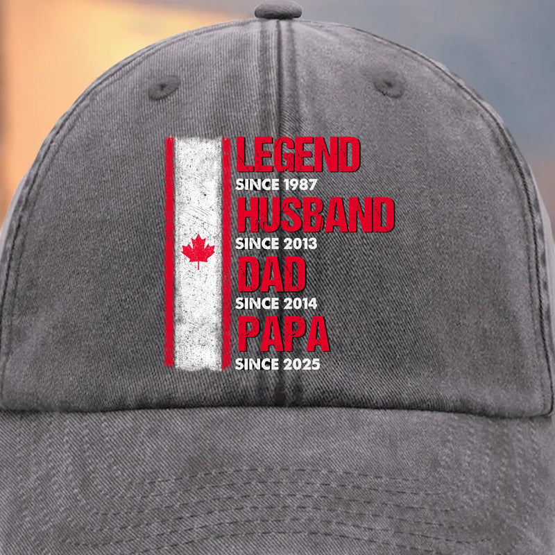 Custom Photo Vintage Washed Denim Baseball Cap - Personalized Birthday Gifts For Dad, Grandpa - From Husband To Grandpa Legend