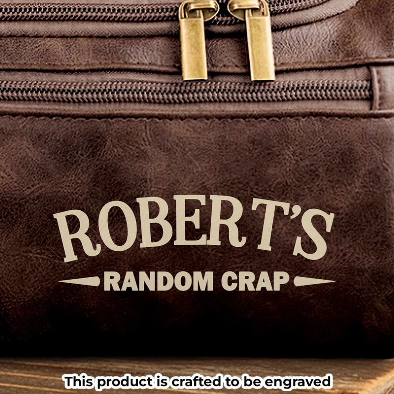 Custom Engraved Leather Toiletry Bag - Personalized  Christmas Birthday Gifts For Dad, Brother, Son, Husband, Groomsman, Best Friends - The Ultimate Man Kit