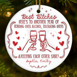 Custom Ceramic Ornament - Personalized Best Friend Christmas Birthday Gifts For Women, Besties, Sisters, BFF - No Bad Vibes Allowed