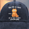 Custom Vintage Washed Denim Baseball Cap - Personalized Birthday Gifts For Cat Lovers, Cat Mom And Dad - All Hail The Fluff King